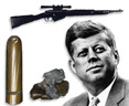 John F. Kennedy, Oswald's Rifle, a bullet, and bullet fragments