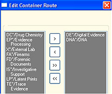 Screenshot of LIMS  examination routing tool by discipline