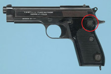 External safety of Beretta 9mm Luger pistol