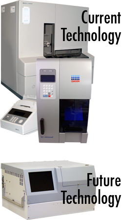 composite image. current technology includes the 9700 GeneAmp, ABI 3100 Sequencer and the BioRobot EZ1. Future technology will combine multiple devices and equipment into a single portable machine.