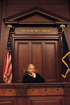 Image of a judge in a courtroom