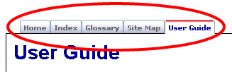 Tabs used for navigation