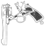 Revolver handgun, open for loading bullets.