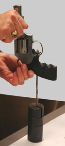 Revolver in position on trigger weights