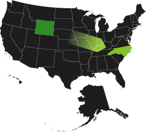 a map of the United States showing Colorado and Virginia hightlighted and an arrow depicting a person moving from one state to another.