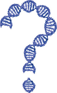 Imagen de ADN con forma de signo de interrogacin