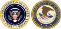 Image of the Seal of the President of the United States & Seal of the Department of Justice