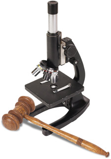 Image of a gavel and microscope