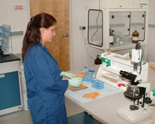 Image of woman working with evidence
