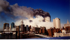 Image of the Twin Towers burning